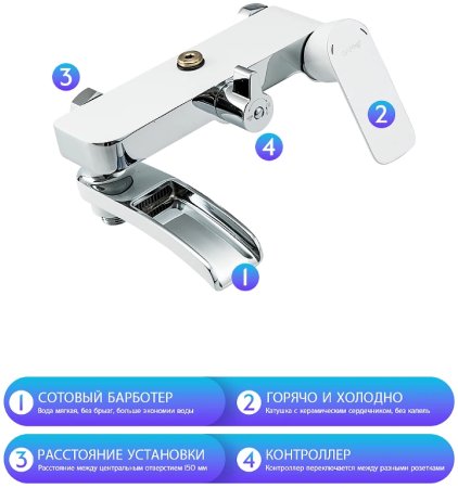 Душевая система Gappo G48 G2448-8 Белая Хром 