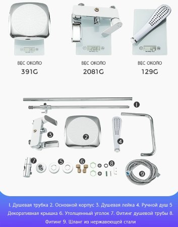 Душевая система Gappo G48 G2448-8 Белая Хром 