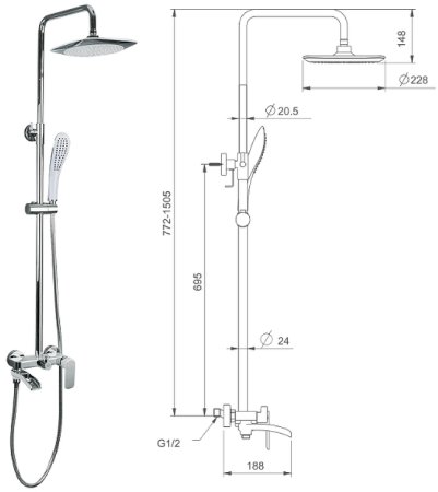 Душевая система Gappo G48 G2448-8 Белая Хром 