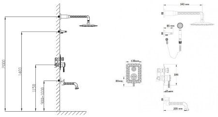 Душевая система Bronze de Luxe Windsor 10137F Бронза 