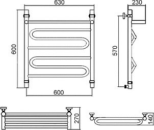 Полотенцесушитель водяной Ника Curve ЛZ/ВП 60х60 