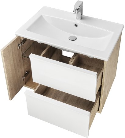 Тумба под раковину Aquaton Бостон 75 1A252601BN010 подвесная Дуб эврика Белый 