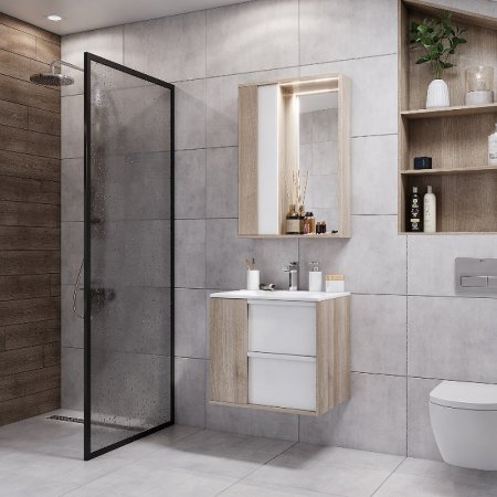 Тумба под раковину Aquaton Бостон 75 1A252601BN010 подвесная Дуб эврика Белый 