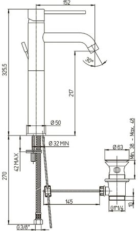 Смеситель для раковины Paini Cox 78CR211LL Хром 
