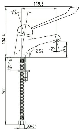 Смеситель для раковины Paini Creta 42CR205MEDICO Хром 