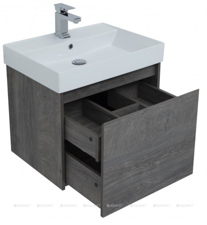 Тумба с раковиной Aquanet Nova Lite 60 дуб рошелье (1 ящик) 