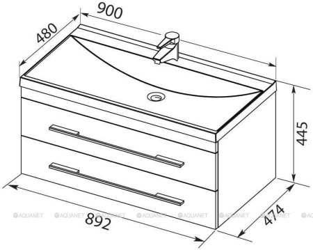 Тумба с раковиной Aquanet Верона 90 черный матовый 