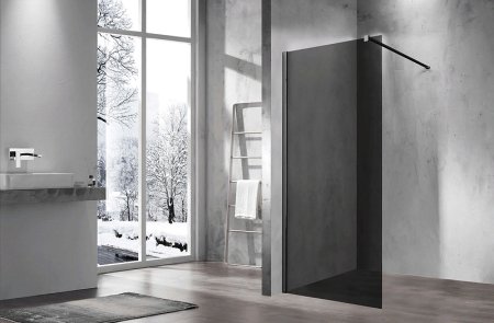 Душевая перегородка Vincea Walk-In 80 VSW-1H800CGB профиль Черный матовый стекло тонированное 