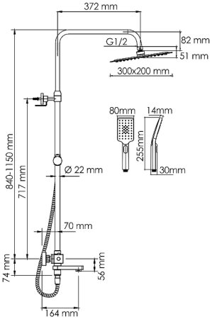 Душевая система WasserKRAFT A199.069.126.010.CH Thermo с термостатом Хром 