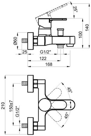 Смеситель для ванны Azario Tevis AZ-15490501 Хром 