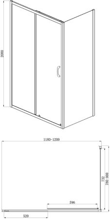 Душевой уголок Azario Milton 120х80 AZ-ND1131-L 1200 BLACK профиль Черный стекло прозрачное 