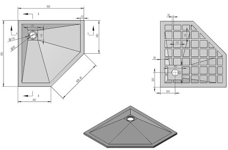 Душевой поддон из искусственного камня Vincea 90x90 VST-4SP9090G Серый 
