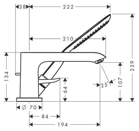Смеситель Hansgrohe Metris 31190000 на борт ванны 