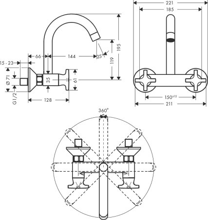 Смеситель Hansgrohe Logis M32 71286000 для кухонной мойки, хром 