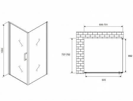Душевой уголок Abber Sonnenstrand 70x75 AG04070-S75 профиль Хром стекло прозрачное 