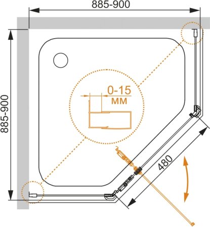 Душевой уголок Cezares Eco O P 1 90 C Br 