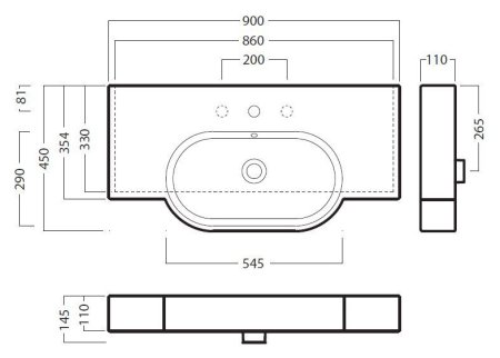 Раковина Hatria Area 90 см 