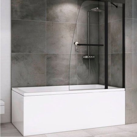 Шторка на ванну Abber Ewiges Wasser AG50100B профиль Черный стекло прозрачное 