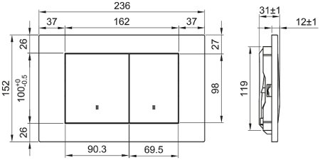 Инсталляция Olive's M48010-PR412C для унитаза клавишей смыва Хром глянцевый 