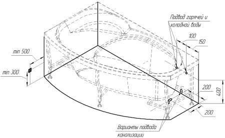 Акриловая ванна Radomir Vannesa Massage София 169х99, с каркасом, экраном и полотенцедержателем, акт 