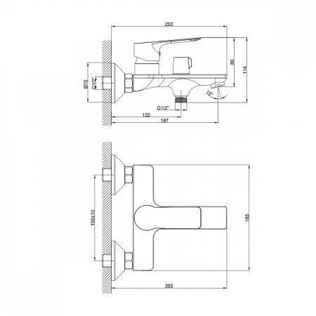 Смеситель для ванны Rossinka RS27-30 Хром 