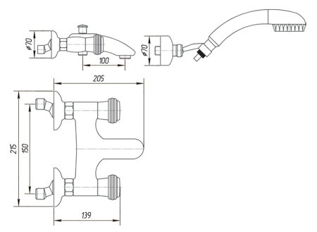 Смеситель Migliore Axo Swarovski ML.AXO-602F Cr для ванны с душем 