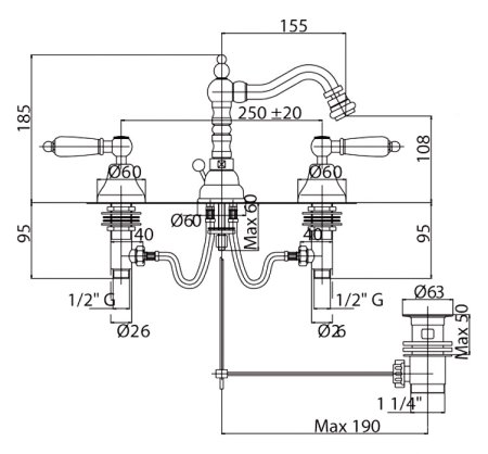 Смеситель Cezares Lord LORD-BBS2-03 для биде 