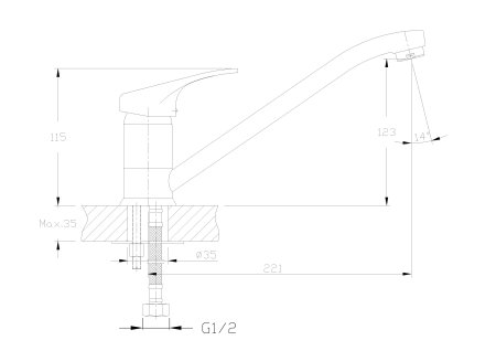 Смеситель для кухни HAIBA HB4813-K 