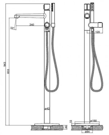 Смеситель для ванны BelBagno Uno UNO-FMT-CRM Хром 