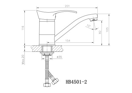Смеситель однорычажный для кухни HAIBA HB4421 хром 