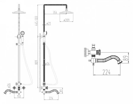Душевая стойка Zorg Antic A 3002DS-BR 