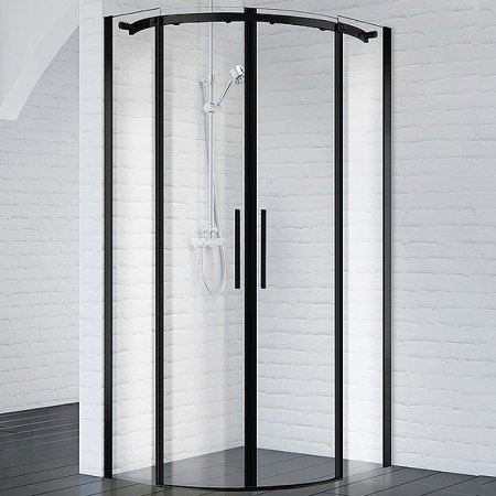 Душевой уголок BelBagno Acqua 100x100 ACQUA-R-2-100-C-NERO профиль Черный стекло прозрачное 