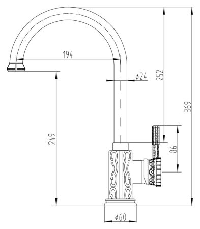 Смеситель для кухонной мойки Zorg Antic A 106K-BR 