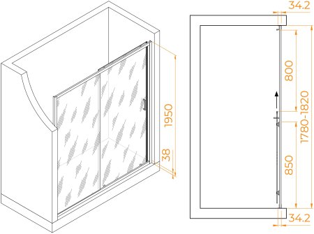 Душевая дверь RGW PA-14Gb 1800 