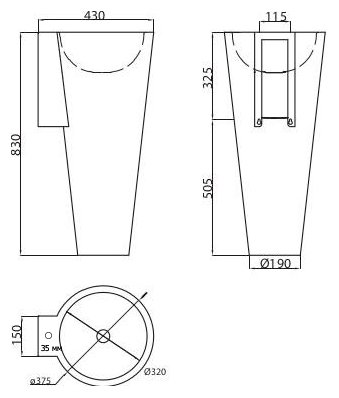 Рукомойник Senda Baila satin w с отверстием под смеситель 