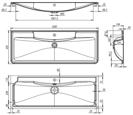 Раковина BelBagno 120 BB1200/455-LV-MR-ALR Белая 