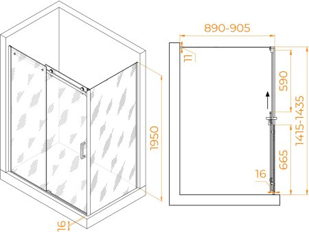 Душевой уголок RGW TO-44-1B (TO-14B + Z-060-2B) 1400x900 