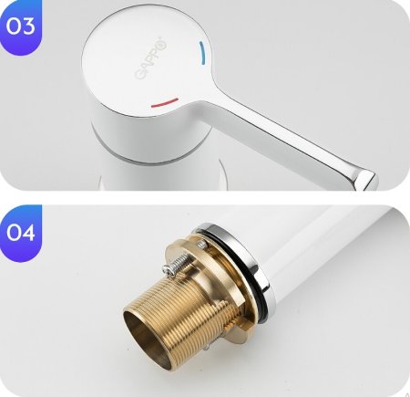 Смеситель на борт ванны Gappo G03-8 G1103-8 Белый Хром 