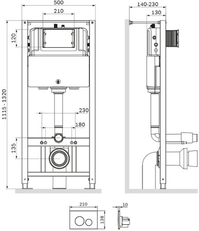 Инсталляция AM.PM Pro I012704.9038 для подвесного унитаза с Черной матовой клавишей смыва 