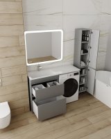 Тумба напольная STYLELINE "Даллас 130" Люкс Плюс серая с раковиной ESTETUS Даллас 1300*482 левый