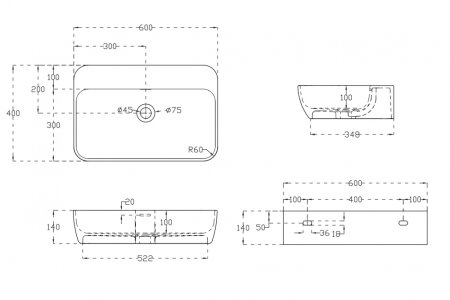 Раковина подвесная ABBER Stein AS2654 белая матовая 
