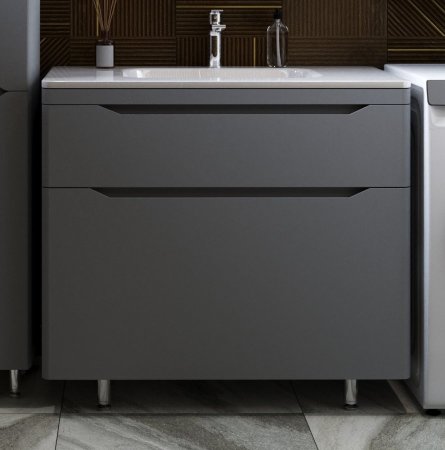 Тумба напольная "Марелла 90" (2 ящ.) Люкс антискрейтч серый, PLUS 