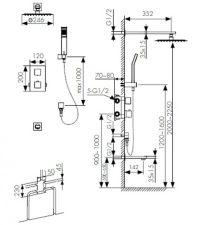 Душевая система Kaiser Sonat 34577 с термостатом Хром 