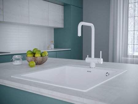 Смеситель Paulmark Wetter We213030-431 для кухонной мойки, белый матовый 