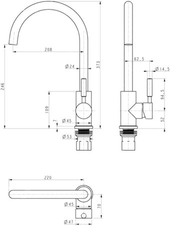 Смеситель Paulmark Holstein 212063 для кухонной мойки, шампань 