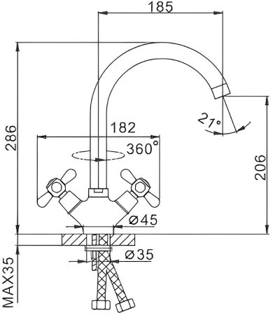 Смеситель для кухни Frap H25 F4025 Хром 