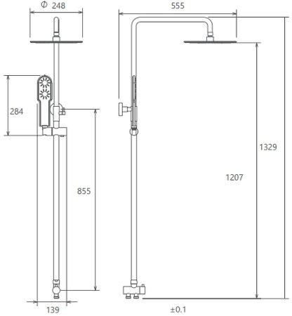 Душевая система Shouder Baltic 9032605 Хром матовый 