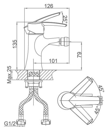 Смеситель D&K Valerius Rhein DA1362201 для биде 