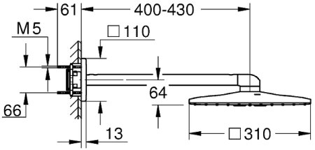 Верхний душ Grohe Rainshower Smartactive 310 Cube 26479000 без встраиваемой части 