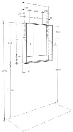 Зеркальный шкаф Aquaton Рико 80 1A215302RIB90 Белый Ясень фабрик 